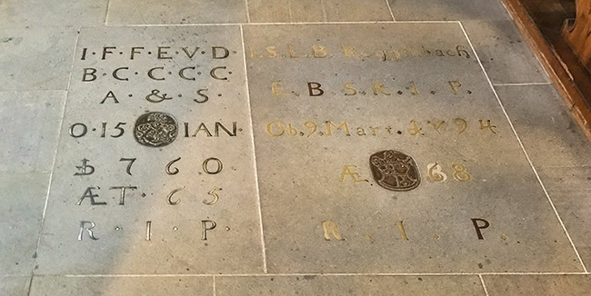 Graves inside the church