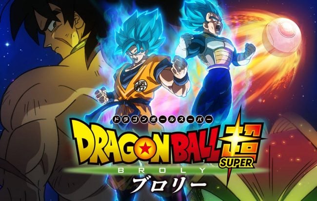Affiche du film dragon ball super broly présentant Goku, végéta et yamcha.