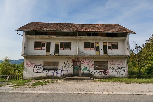 A house close to Blata - bullet holes everywhere