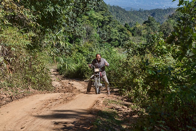 100 cc are not enough to go up steep mountains. But the bike is over 30 years old.