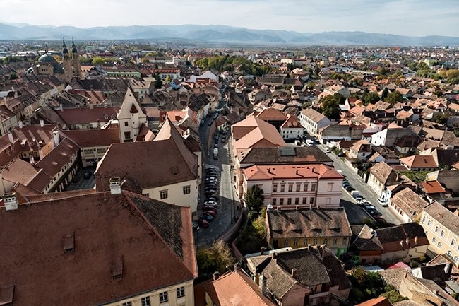 View from the Sibiu Lutheran Cathedral of Saint Mary