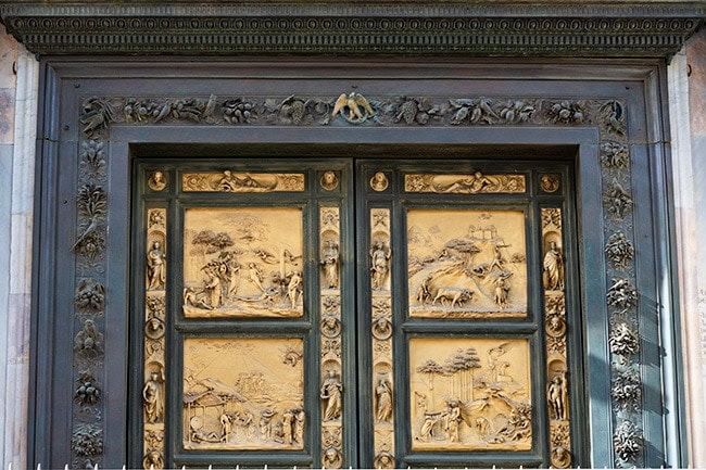 Porta del Paradiso with Abraham and Isaac at the lower right