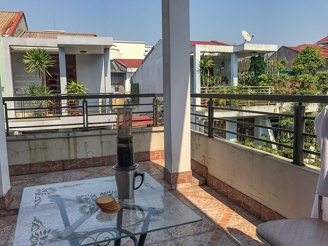 My balcony at the Thanh An 2 Guesthouse in Hue