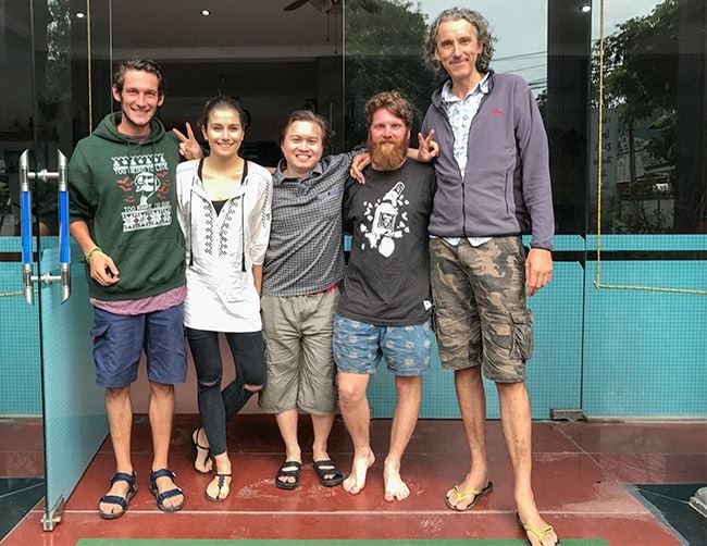 The gang in front of the place. With Jordi Huysmans, Saci Kovách, Việt Tây and Andrew Pycroft.