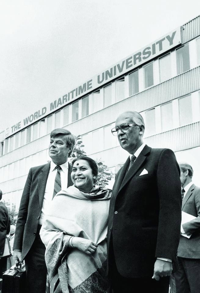 Shri Mataji y el Sr. CP en la Universidad Marítima Mundial de Malmö, Suecia