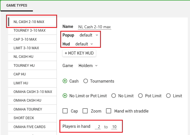 hand2note cash 2-10 max game type