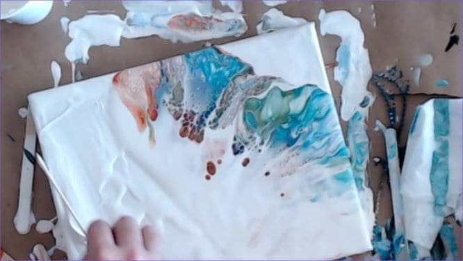 dutch pour butterfly painting in progress