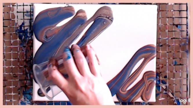 waterfall waterfall painting in progress dirty-cup pour, swipe and straw blowing techniquesin progress dirty-cup pour, swipe and straw blowing techniques