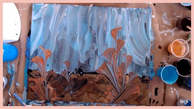 adding coral to underwater painting with chain pull and metallics