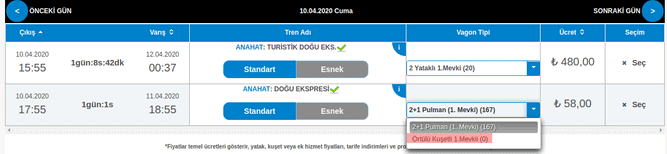 Doğu ekspresi bileti