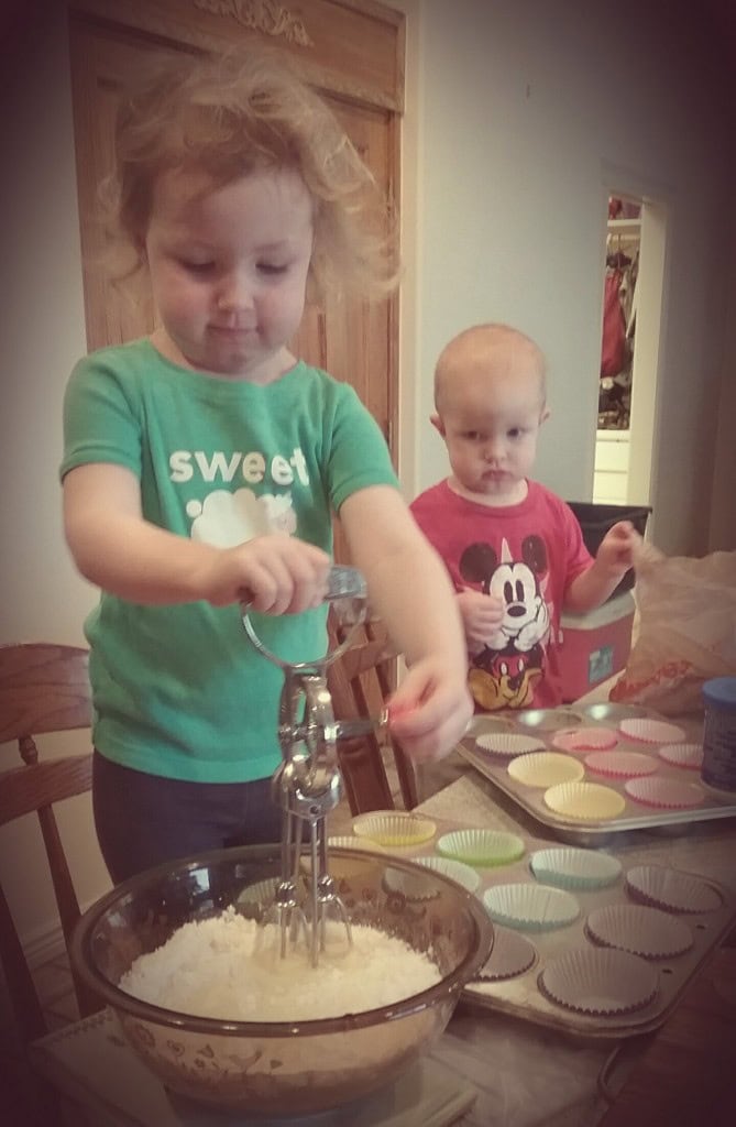 Making her own cakes!