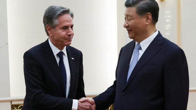 China’s President Xi Jinping hosted Antony Blinken for talks in Beijing, capping two days of high-level talks by the US secretary of state with Chinese officials. (AFP)