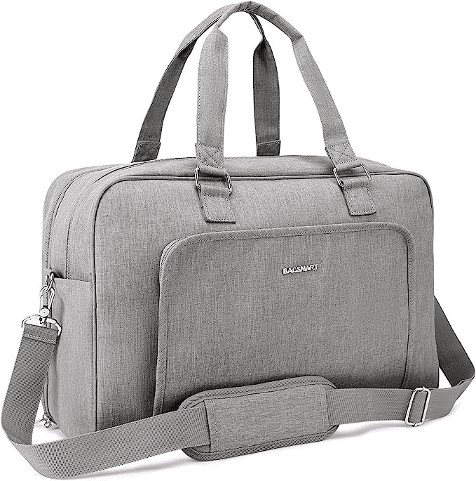 gray duffel bag