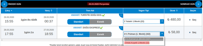 Doğu ekspresi bileti