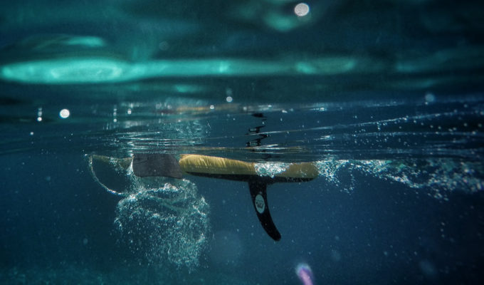 inflatable stand up paddle board view from underwater