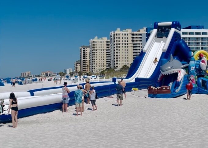 giant waterslide on beach
