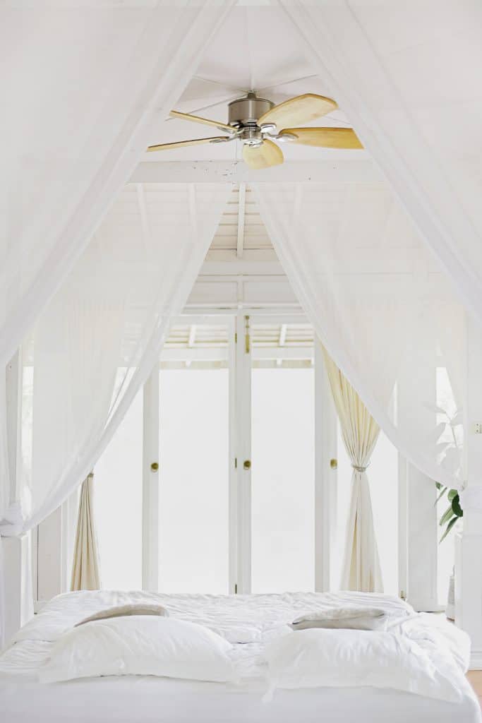 spring window linens and bed
