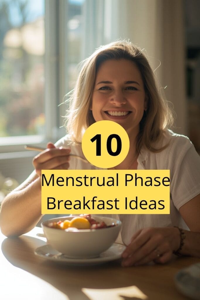 What to Eat During the Luteal Phase: The Foods I Reach For Before My Period 8 image of a woman eating breakfast,