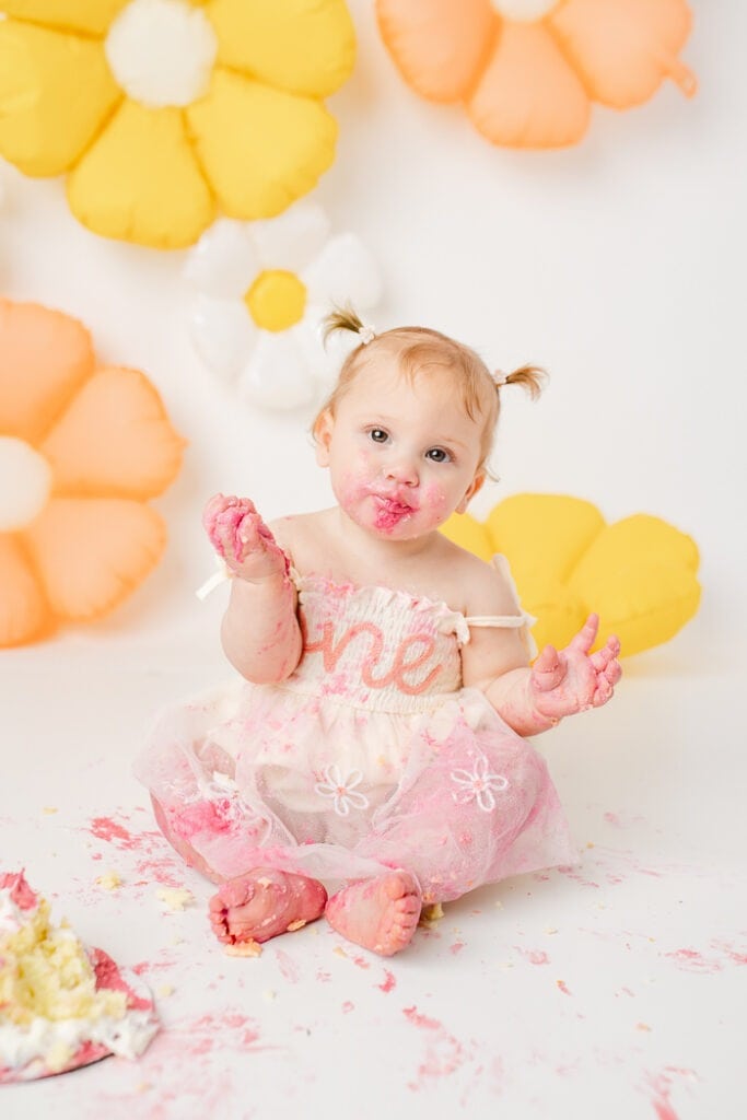 Sprung FLower themed cake smash photoshoot Connecticut
