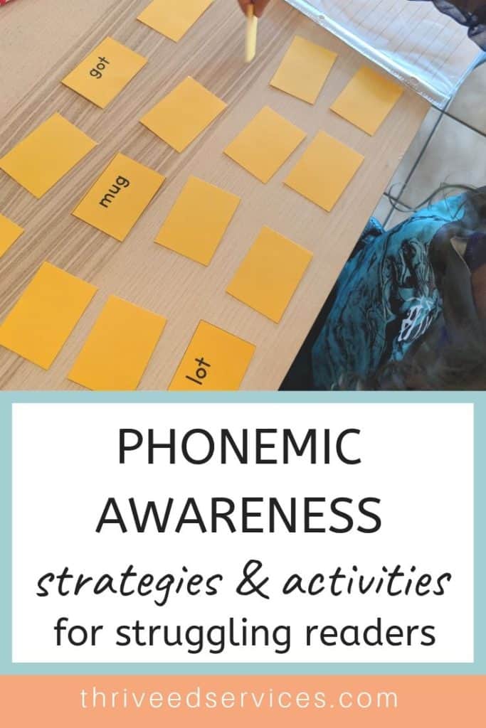 Phonemic Awareness Strategies and Activities for Struggling Readers #phonemicawareness #strugglingreaders #phonemicawarenessactivities #phonemicawarenessgames #earlyliteracy #phonics #phonicsforprek #phonicsforkindergarten #readingintervention #dyslexiaintervention