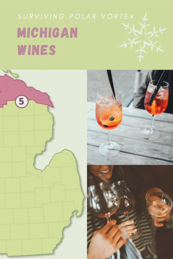 PIN THIS: Pinterest graphic of Michigan Wine Trails and photos of wine glasses