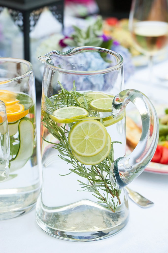 water flavored with lemon, lime, and rosemary