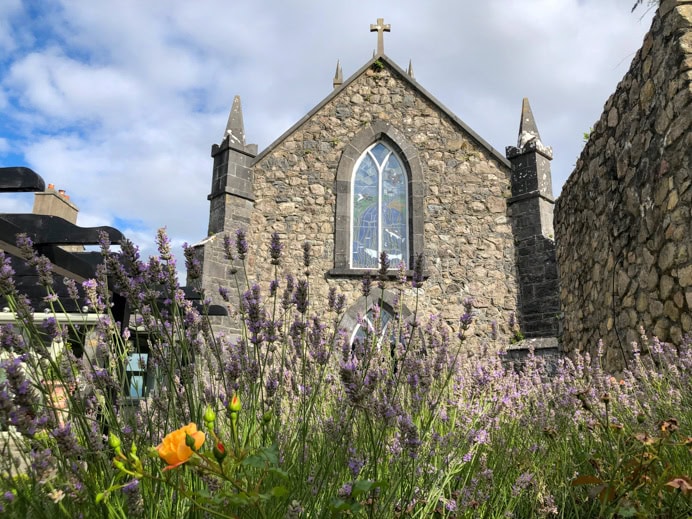 Glenlo Abbey with flowers