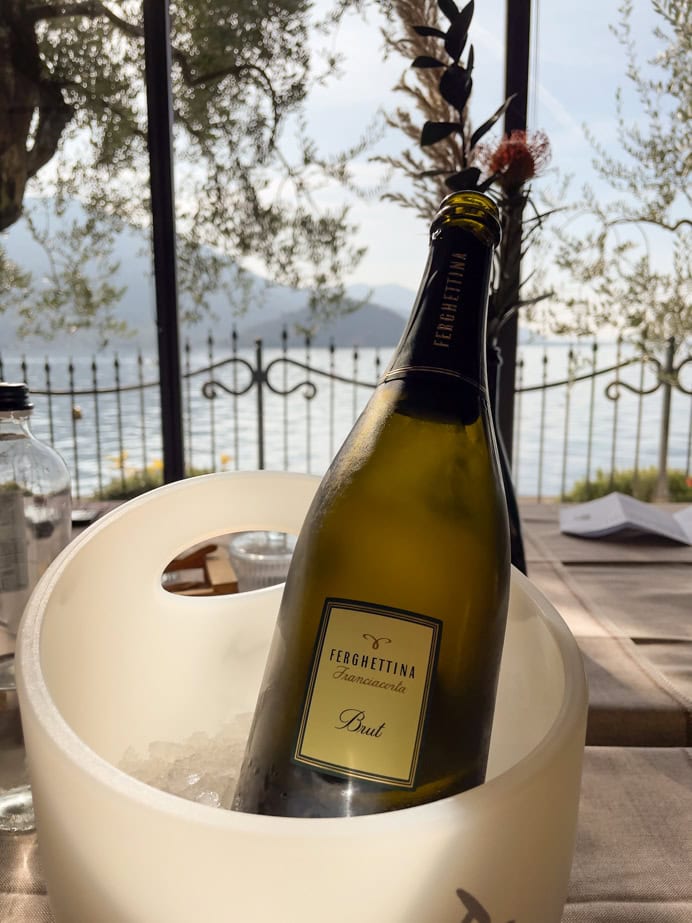 franciacorta wine guide bottle in a bucket on a table