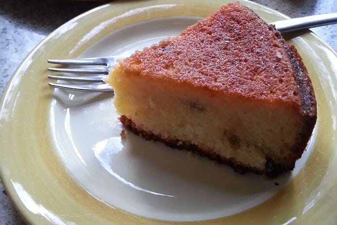 Slice of lemon yoghurt cake recipe