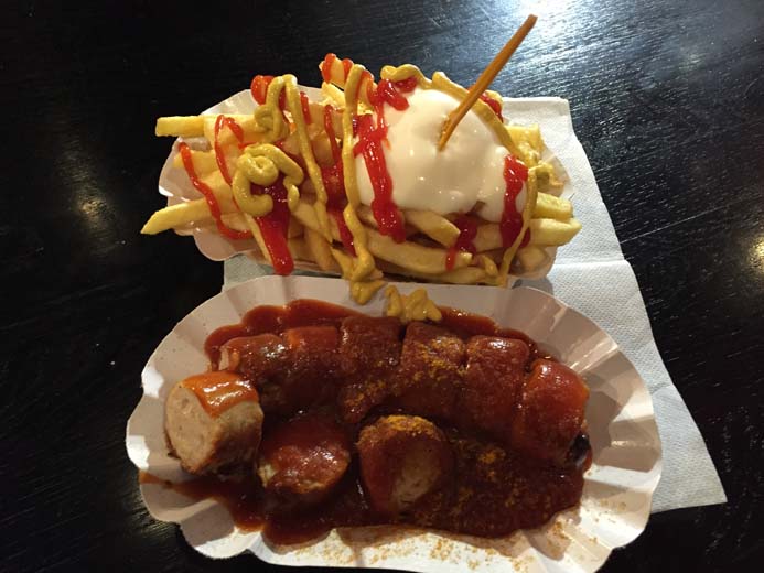 Cologne City Guide things to eat currywurst mit pommes German food