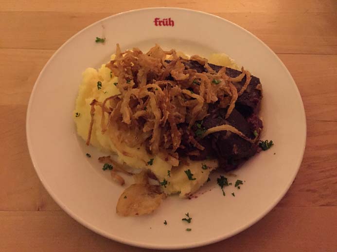 Cologne City Guide things to eat tradition food in Fruh Brauhaus Heaven and Earth