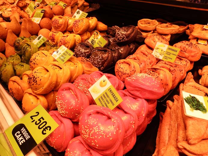 La Boqueria Food Market in Barcelona empanadas for sale