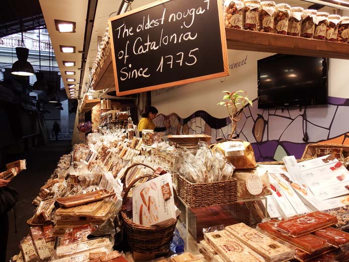 La Boqueria Food Market in Barcelona Spanish nougat stall