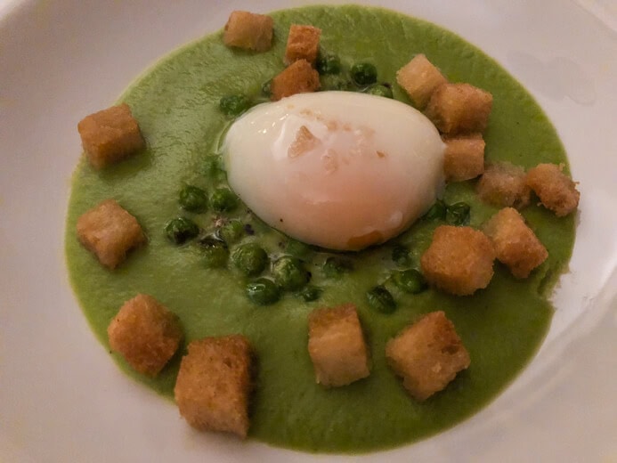 Longueville House Restaurant review - the Valentine's Night second course of perfect egg and pea puree