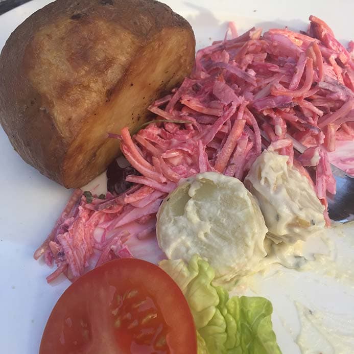 A plate of salads. A vegetarian meal at a barbecue.