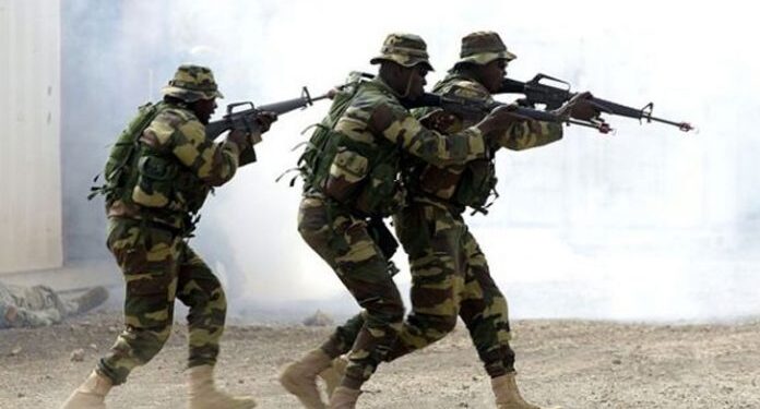 Nigeria soldiers in action during Operation Whirl Stroke