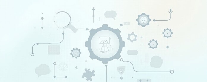 Abstract concept of problem solving in business, with icons and light bulbs representing solutions.