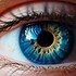 Human blue eye realistic beautiful closeup zoom. Generative AI illustrator