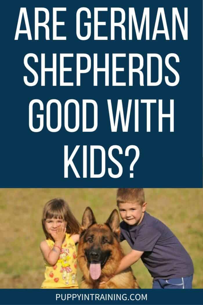 Are German Shepherds Good With Kids? - Little boy and girl hugging a German Shepherd Dog.