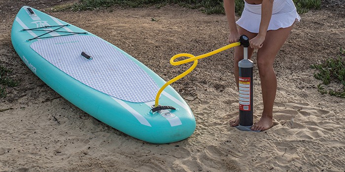 Using a standard manual air pump to inflate a paddle board can take up to 30 minutes.