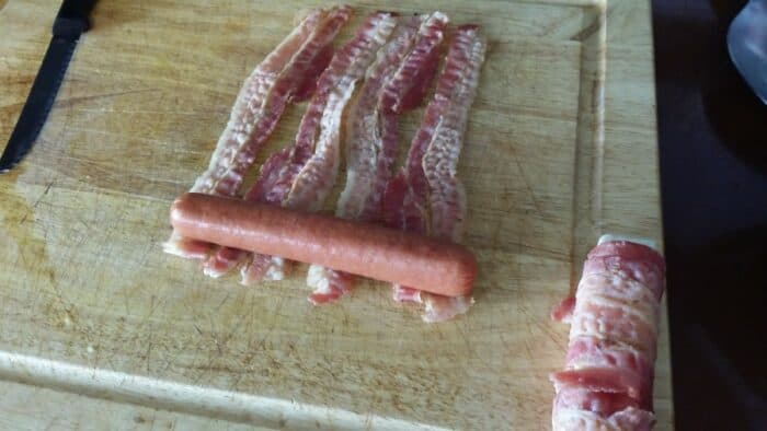 Raw bacon and hot god