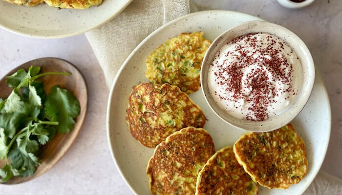 Leek Fritters with Sumac Yogurt Sauce
