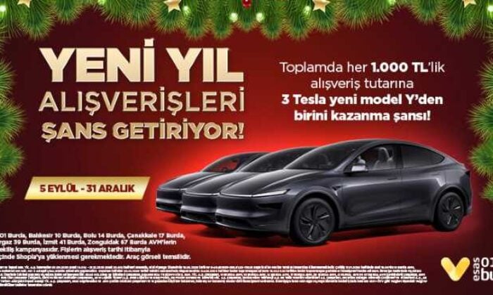 01 Burda AVM’de yılbaşı alışverişine 3 Tesla Model Y’den birini kazanma şansı