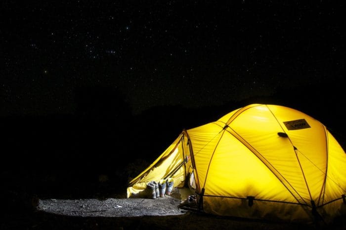 tent under the night sky