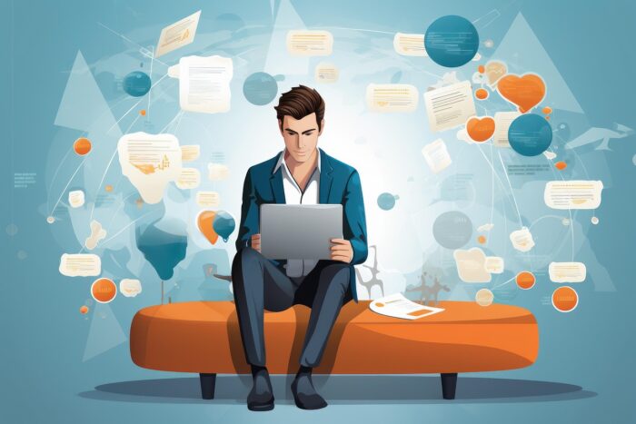 ai generated, man, network, messaging, social media, communication, netiquette, tiktok, internet