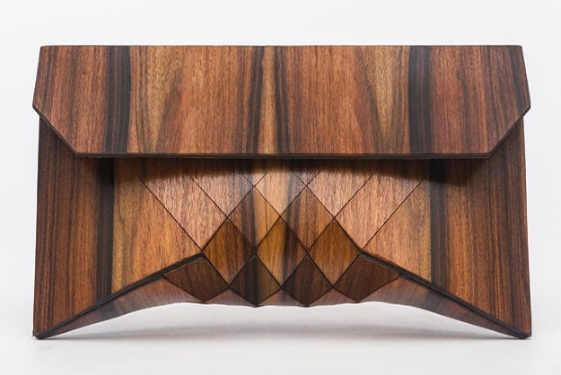 wooden clutch bag