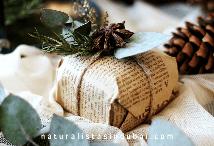 Eco friendly gift wrapping with newspapers