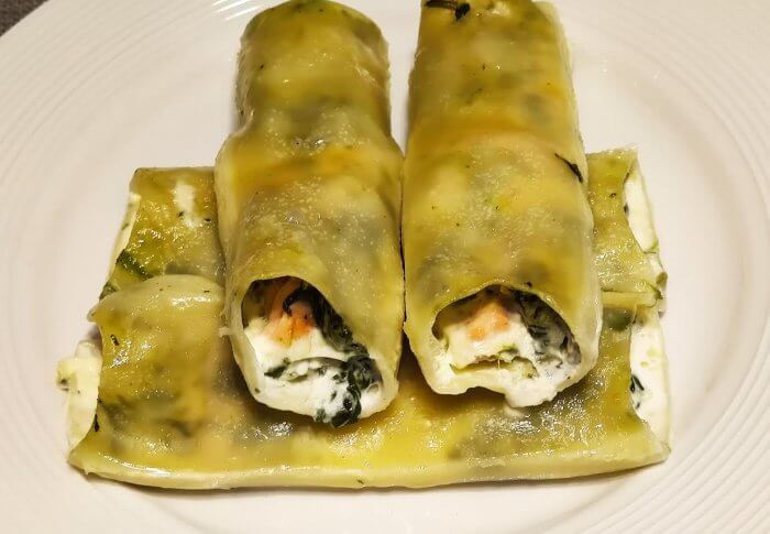 Cannellonis au saumon et aux épinards