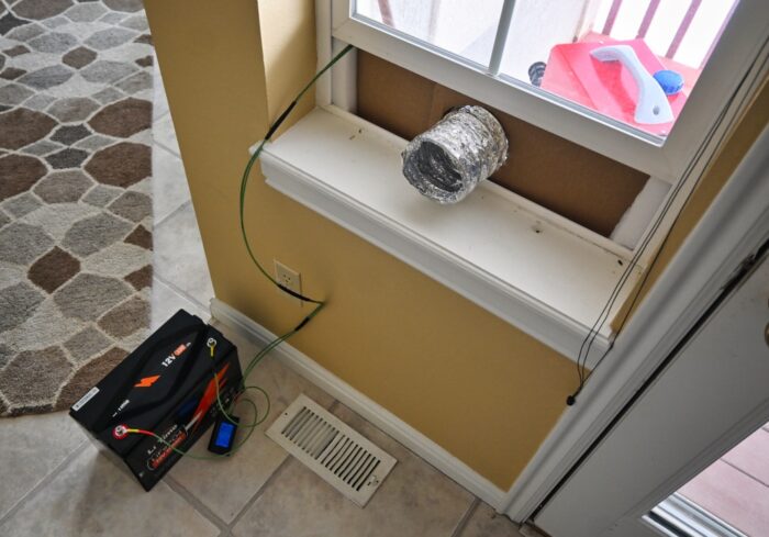 heat vent from diesel heater in window to use for emergency heating