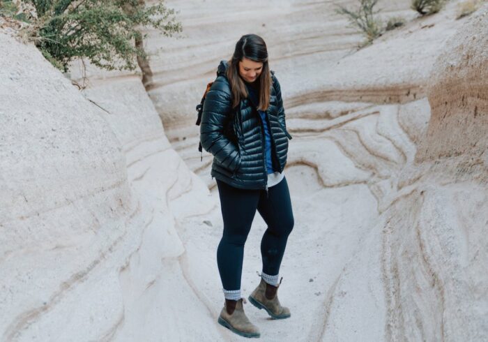 woman wearing a heated jacket